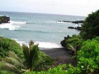 This is the black sand beach