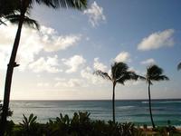 The Sheraton Beach front hotel on Kuai - the view from our room