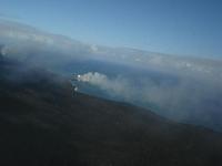 The lava flowing into the ocean