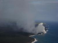 The lava flowing into the ocean