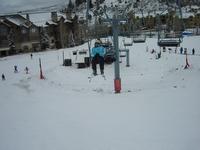 Ashley braves the ski lift